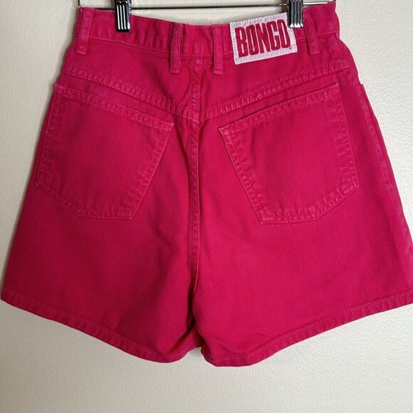 Vintage bongo button fly pink denim jean shorts  big logo on back size 5 - Picture 10 of 12